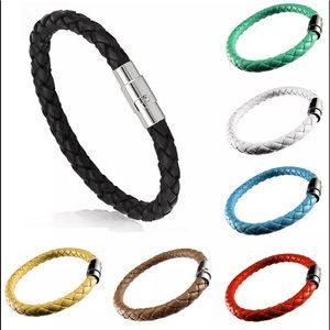 Leather Braided Stackable Unisex Bracelet